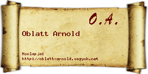 Oblatt Arnold névjegykártya
